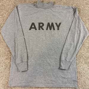 US Army IPFU Long Sleeve PT Shirt Medium Gray Mock Neck Military Issued EUC